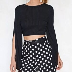 Nasty Gal black long sleeve crop top